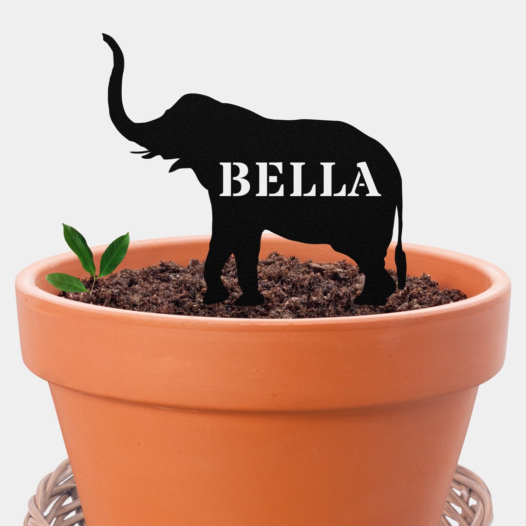 Elephant Plant Marker Garden Statue Stake Custom Elephant Etsy