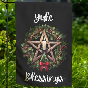 Winter Solstice Yard Flag Wheel of the Year Witch Sabbat Decor Double-sided Lawn Ornament Wiccan Gift Outdoor Altar Pagan Garden Decor 17