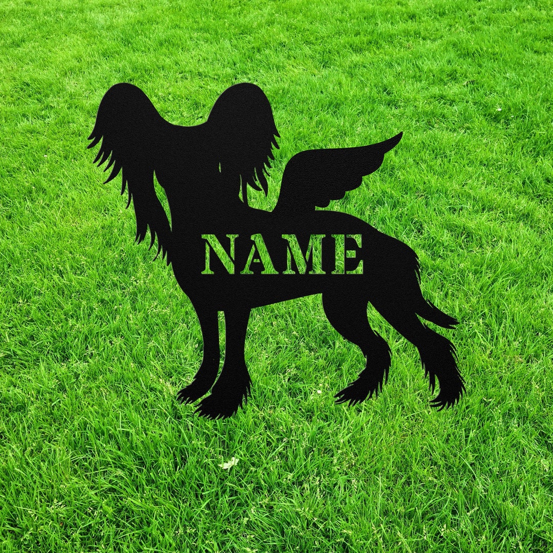 Chinese Crested Dog Angel Wings Yard Statue Stake, Custom Outdoor ...