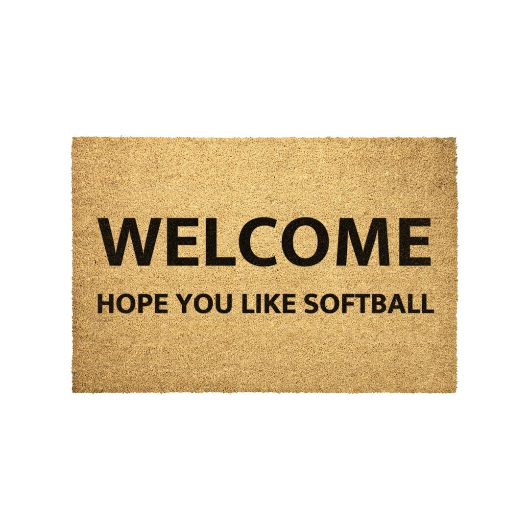 Softball Rug Softball Doormat Outdoor Rug Coir Door Mat Hope You Like Softball Decor ...