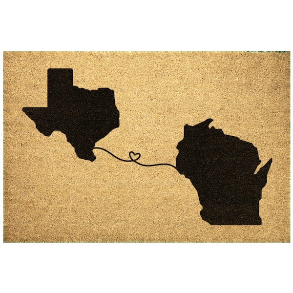 Custom Moving Away Gift Doormat, Going Away Gift, Long Distance Best Friend Two State Map, Long Distance Relationship Two States