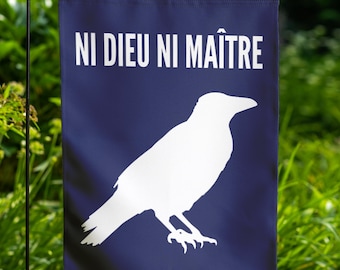 Anti-Authoritarian Garden Flag Anarchist Anti Trump Ni Dieu Ni Maître Yard Sign No Kings Liberal Leftist Feminist Resistance Banner Flag c