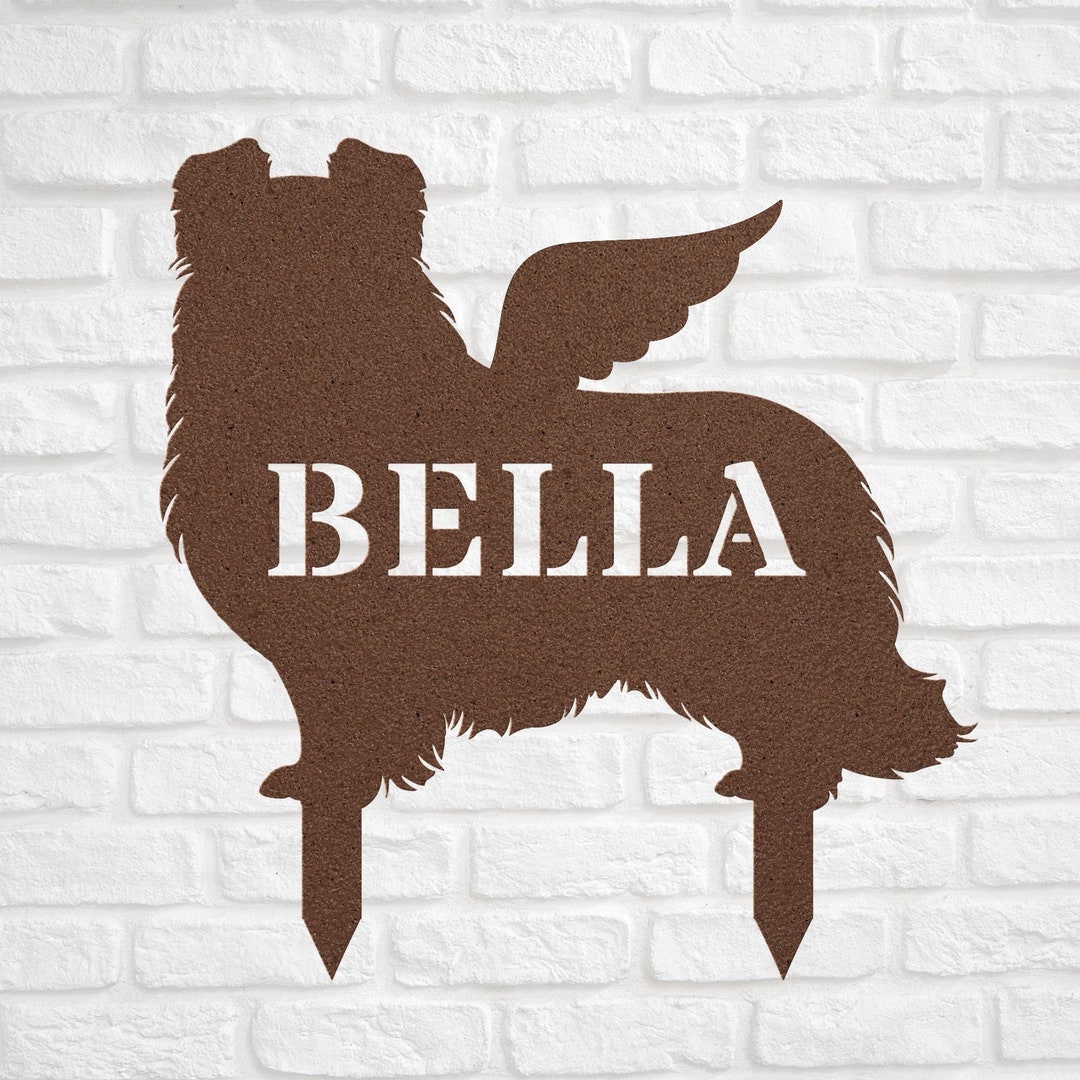Shetland Sheepdog Angel Wings Copper Garden Statue Stake, Custom ...