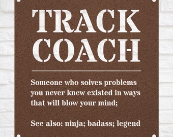 Track and Field Coach Funny Gift Metal Sign For Women and Men, For Birthday, Appreciation, Thank You Gift, A Personalized Custom Name Wall A