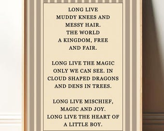 Boys Poem Art Print: Vintage Nursery Decor