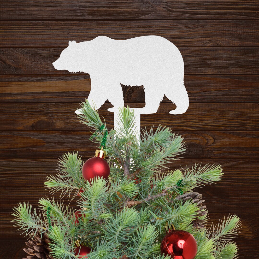 Bear Tree Topper White Metal Tree Topper Etsy