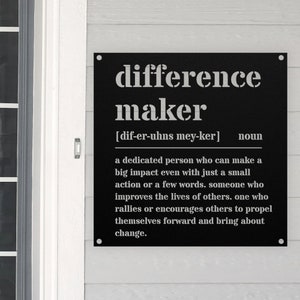 Difference Maker Definition Sign, Minimal Metal Sign, Gift For Sister, Best Friend Gift, Mentor Gift, Wall Art, Teacher Present Plaque