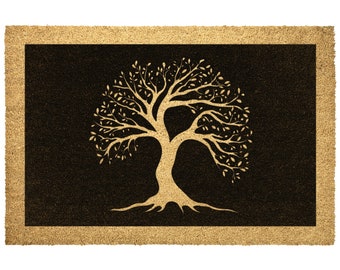 Tree Of Life Doormat Door Mat Coir Doormat - Tropical Tree Mat - Welcome Front Door mat - Housewarming Gift