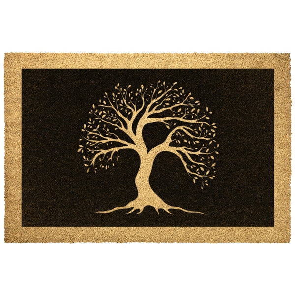 Tree Of Life Doormat Door Mat Coir Doormat - Tropical Tree Mat - Welcome Front Door mat - Housewarming Gift