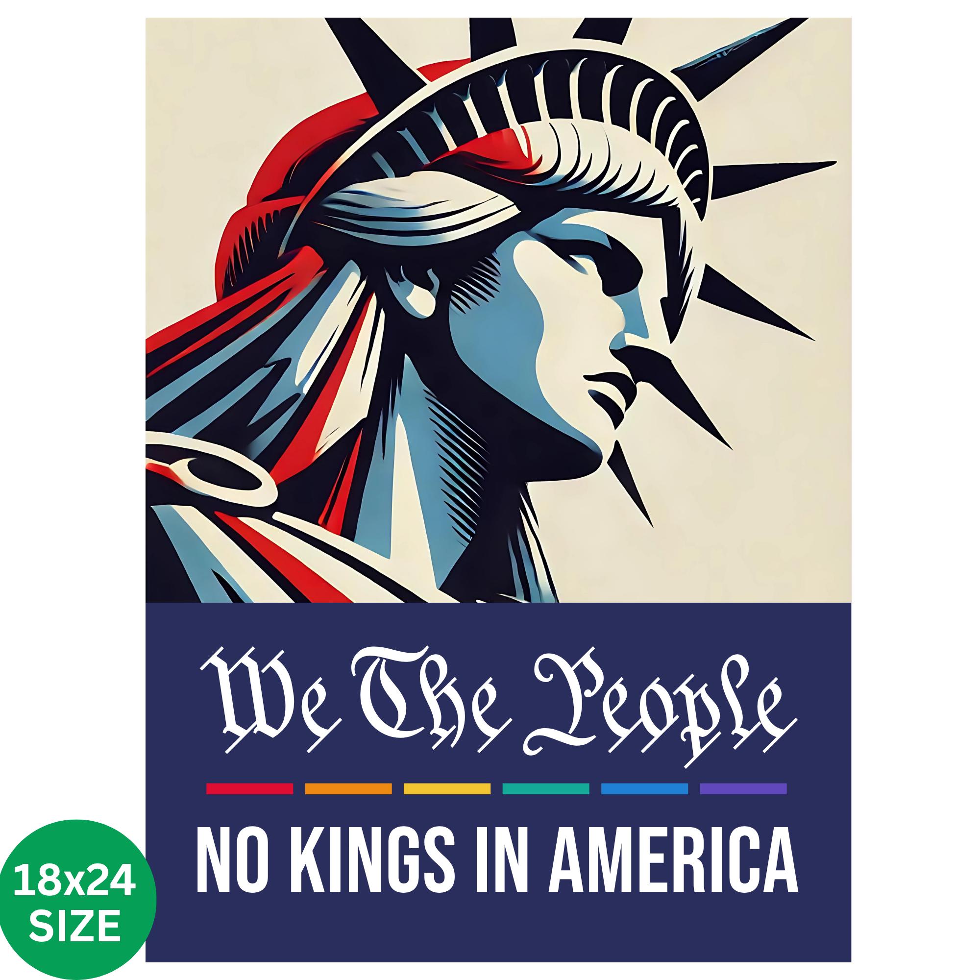 We The People No Kings In America Poster Protest March Sign Poster, Pride Lgbtq Patriotic Political Sign, Anti Trump Poster Democracy d