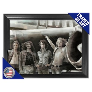 Led Zeppelin Classic Rock Band 3D Poster Wall Art Decor Framed Print | 14.5x18.5 Posters & Pictures | Jimmy Page, Robert Plant, John Bonham