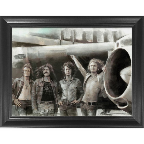 Led Zeppelin Classic Rock Band 3D Poster Wall Art Decor Framed Print | 14.5x18.5 Posters & Pictures | Jimmy Page, Robert Plant, John Bonham
