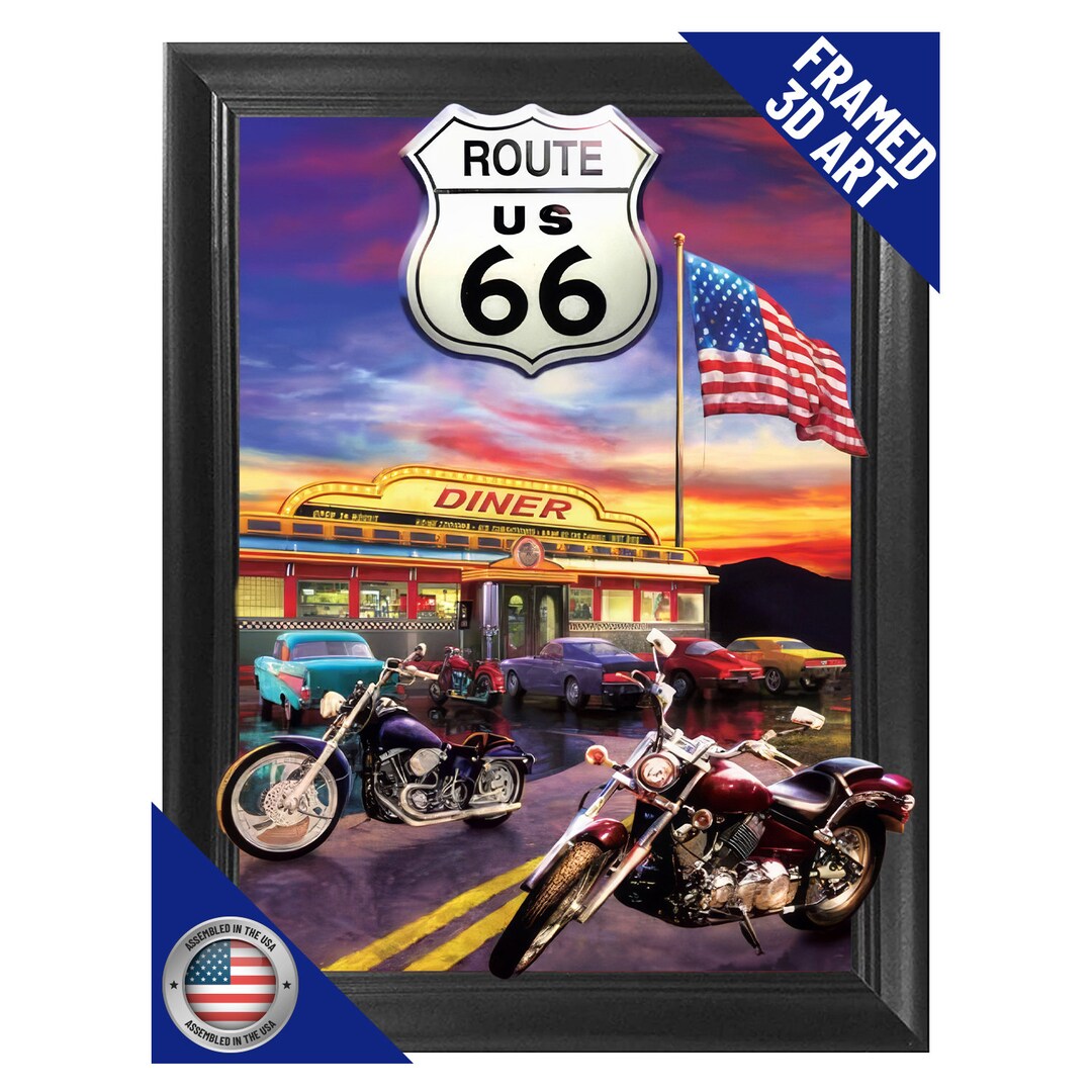 Route 66 3D Art Decor Framed Print 14.5 X 18.5 Adventure Road Trip and ...