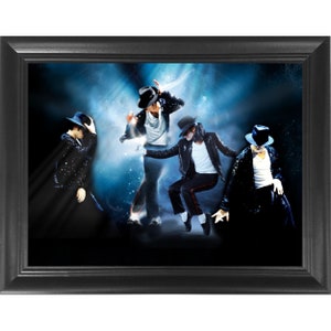 Michael Jackson King of Pop Moonwalk 3D Poster Wall Art Decor Framed Print | 14.5x18.5 Posters & Pictures | Beat it, Thriller, Greatest Hits