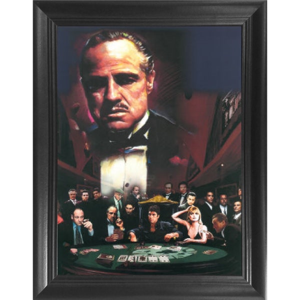 The Godfather 3D Poster Wall Art Decor Framed Print | 14.5x18.5 Posters & Pictures | Mob Bosses Sopranos Scarface Goodfellas Al Pacino Movie