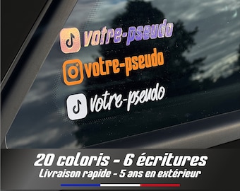 2x Etiquettes instagram personnalisées | Lot 2 Stickers TikTok | Stickers voiture | autocollant Instagram | Stickers pare-brise | car DECAL