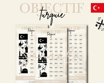 Objectif Voyage Turquie  | défi enveloppe budget | PDF à imprimer | Challenge voyage