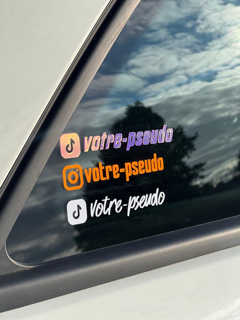 2x Etiquettes instagram personnalisées Lot 2 Stickers TikTok Stickers voiture autocollant Instagram Stickers pare-brise car DECAL image 6