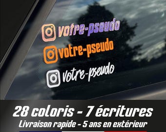 2x Etiquettes réseaux personnalisées | Lot 2 Stickers | Stickers voiture | autocollant Instagram | Stickers pare-brise | carspotter