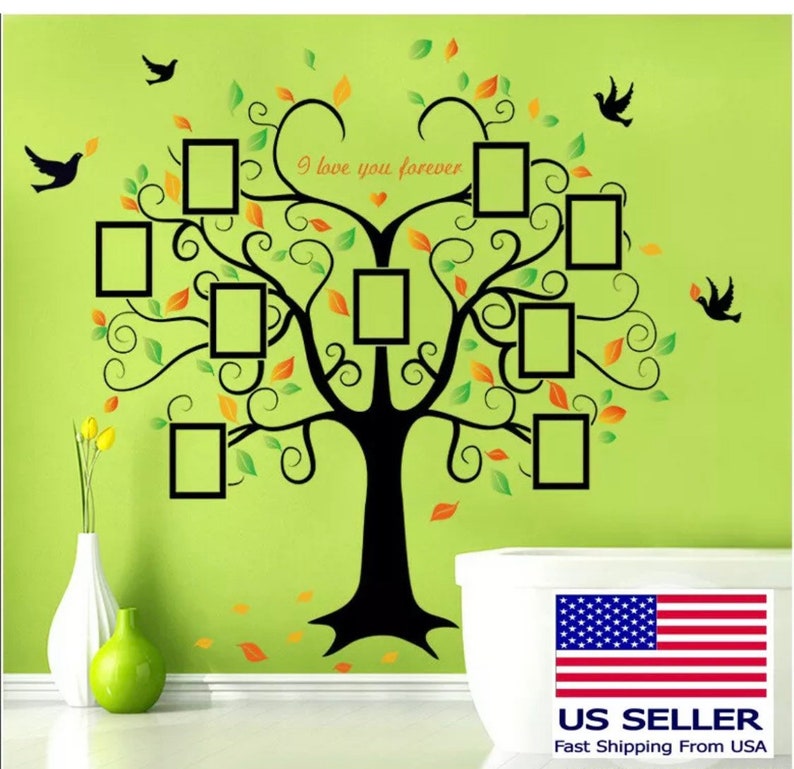 Removable Vinyl Wall Decal Family tree pictures frame room Etsy