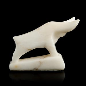 Inuit marble sculpture white bull, ancient Eskimo stone carving, Inuit art, Yakut art, Alaskan art, Chukotka stone carving. Gift idea.