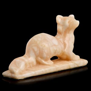 Siberian sable sculpture made of rare pink marble. Rare find. Real luxury. Home decor. Gift idea.