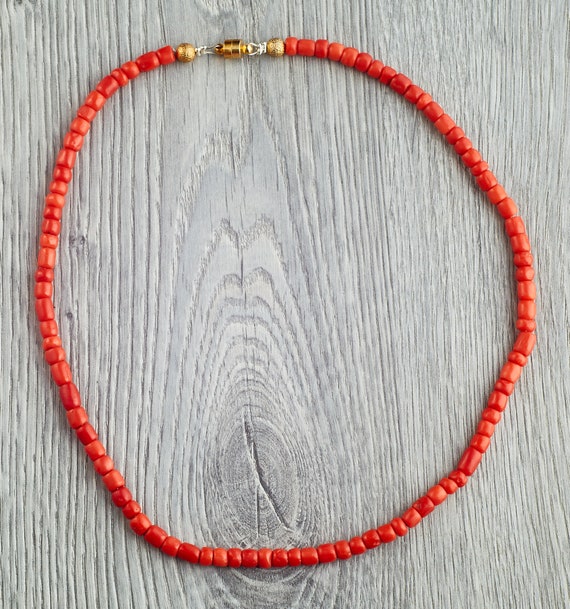 26,5g Antique coral Ethnic necklace with natural … - image 5