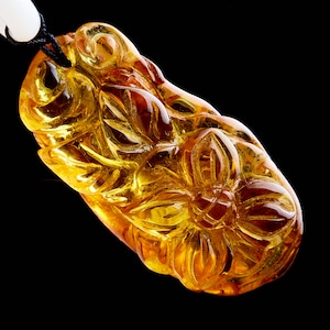 Pendant Flower Real Baltic Amber Pendant Flower Jewelry Amber Women Pendant Cognac Honey Butterscotch
