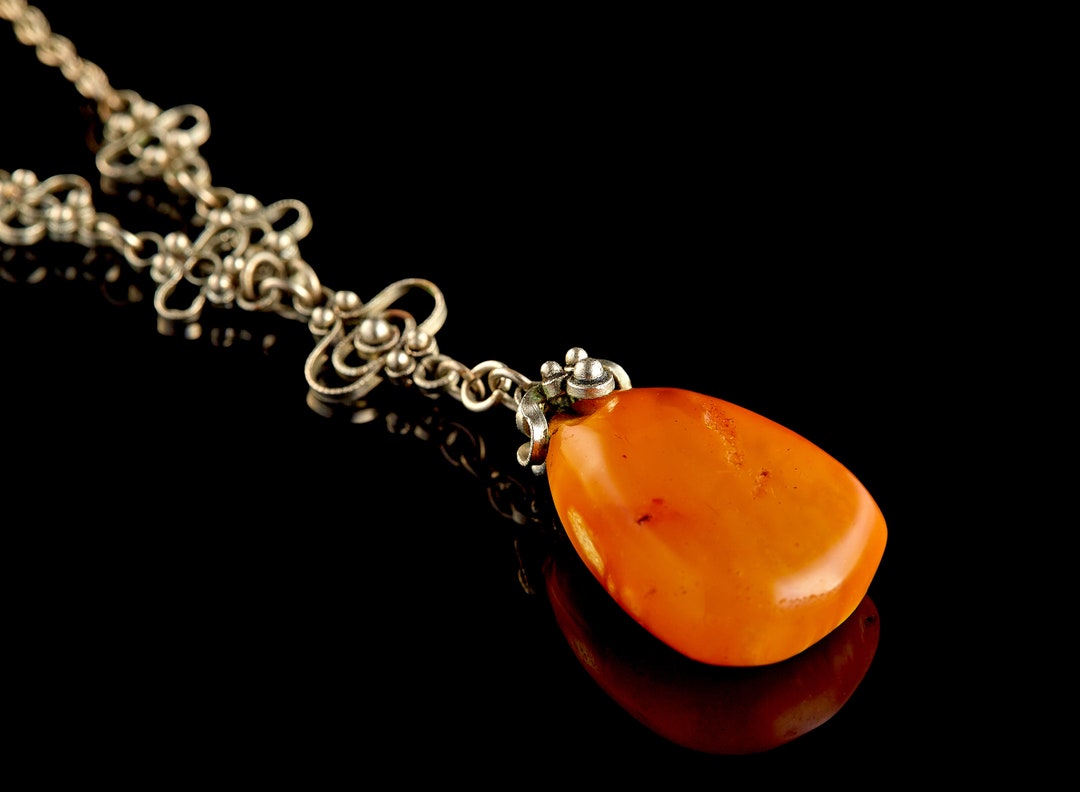 Amber Necklace Real Baltic Amber Vintage Amber Pendant USSR Vintage