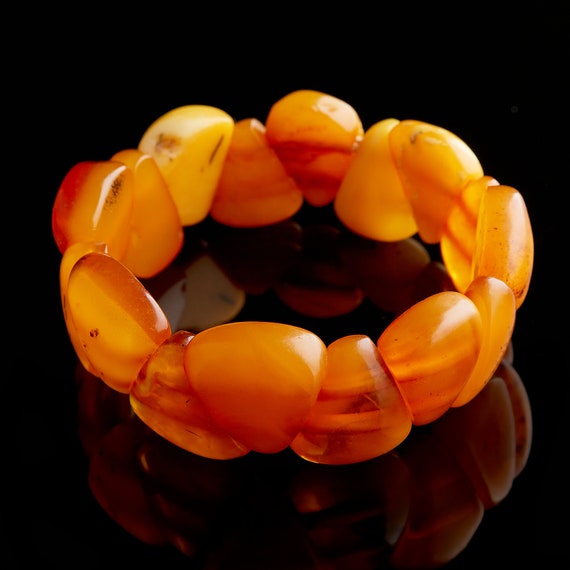 Vintage Natural Stone Bracelet. Egg Yolk, Honey B… - image 4