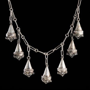 Rare Antique Silver Necklace in an oriental style. Early 20th Century. Unique Gift. Vintage Silver Jewelry. Antique Silver Jewelry Gift idea