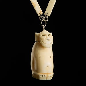 Vintage Billiken pendant, Inuit art, Eskimo carving, Inuit jewelry, Yupik carving, Chukchi art. Original Inuit art, Yupik carving. Gift.
