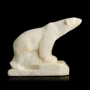 Large polar bear marble sculpture, ancient Eskimo stone carving, polar bear on iceberg, Inuit art, Yakut art, Chukotka stone carving. Gift.