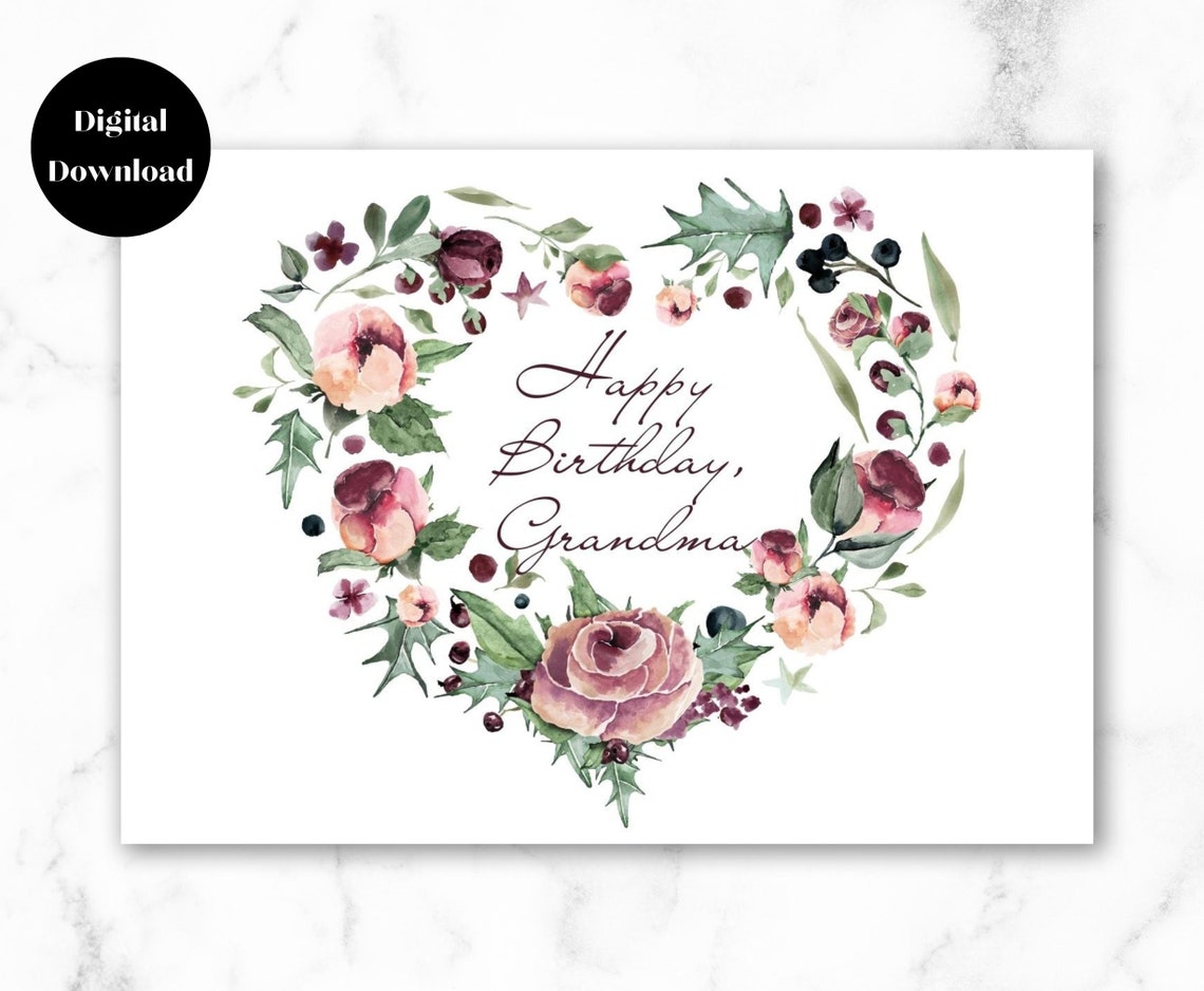 Printable Happy Birthday Card for Grandma Instant Download | Etsy