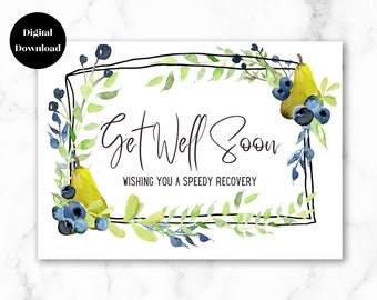 Printable Get Well Soon Card, Speedy Recovery Card, Feel Better Soon Card Instant Download, Get Well Card Digital Download for Him, Her 5x7