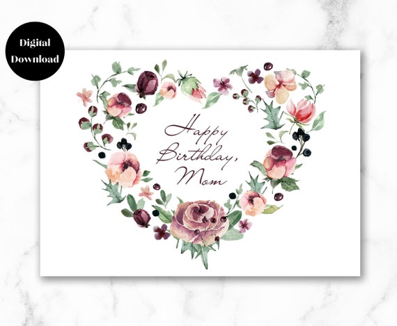 Printable Happy Birthday Card for Mom Happy Birthday Mother - Etsy