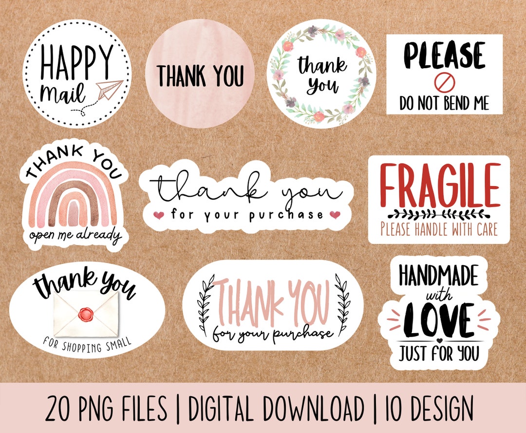 Digital Thank You Stickers Small Business, Printable Stickers for