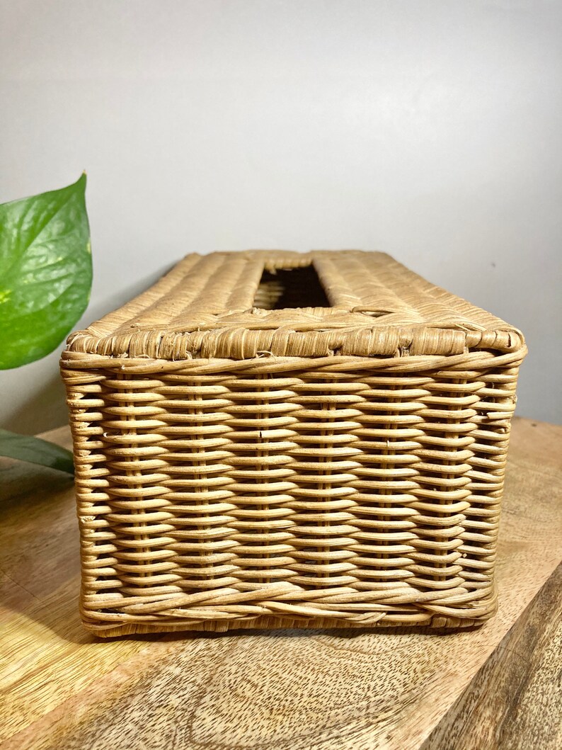 Woven Tissue Box Cover Boho Wicker Long Tissue Box Holder Etsy