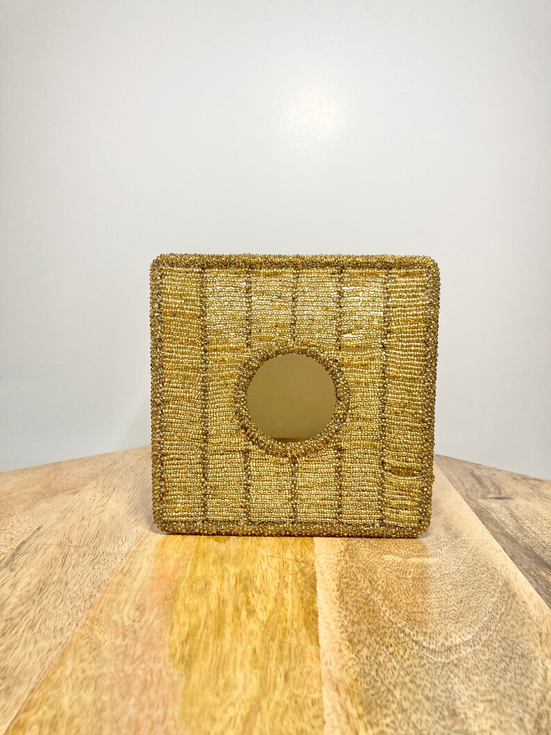 Vintage cuentas caja de tejido cubierta decoración ...