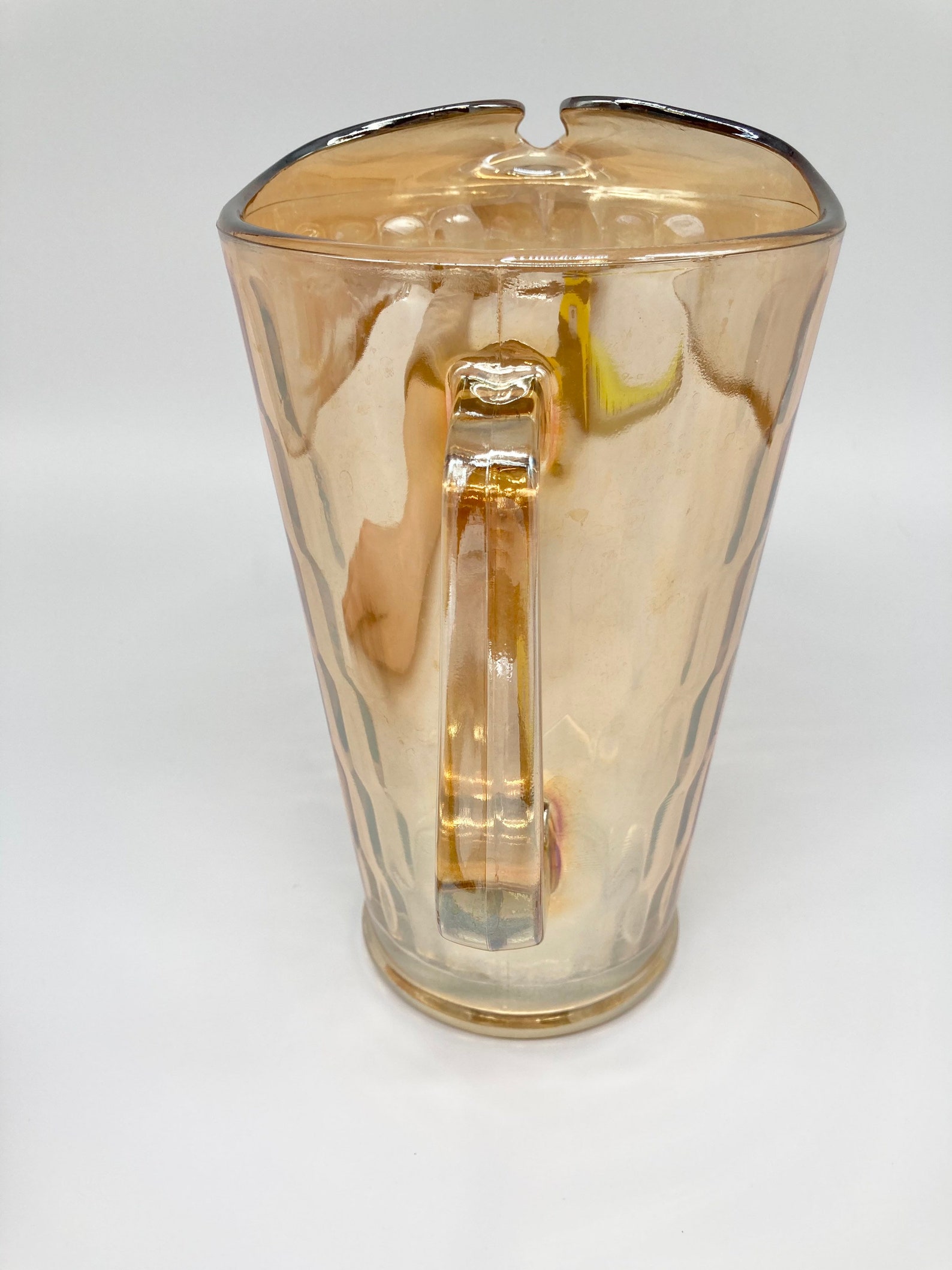 Vintage Iridescent Glass Pitcher With Handle Boho / Eclectic Etsy