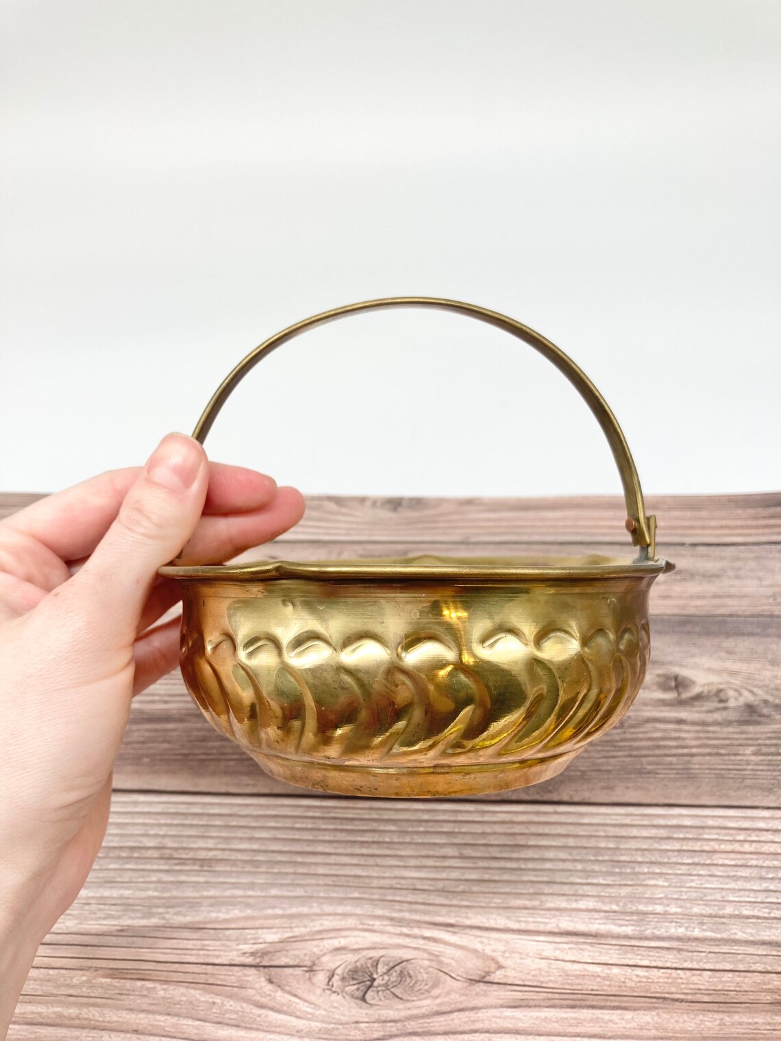 Vintage Small Brass Bowl With Handle Boho / Eclectic Decor Etsy