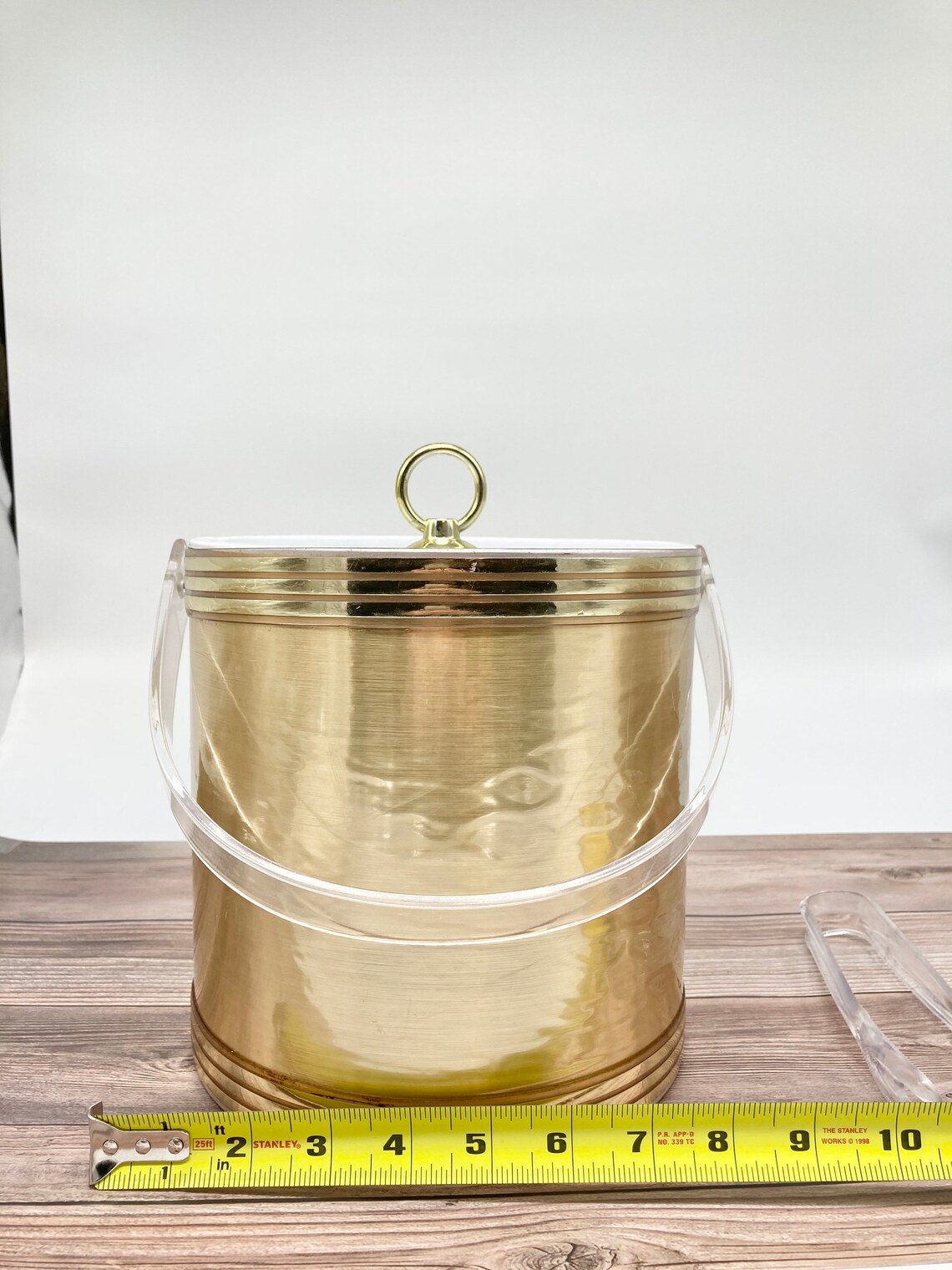 Vintage Gold Plastic Ice Bucket With Tongs Large Ice Bucket Etsy