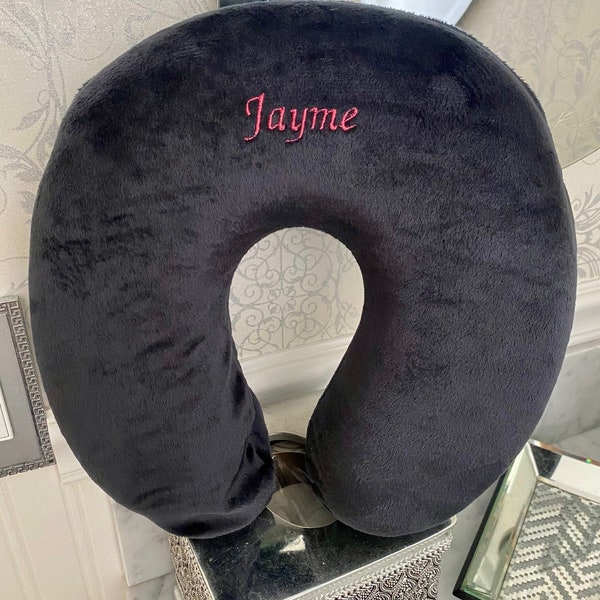 Personalized Custom travel Pillow, Neck Pillow, airplane Pillow, Velvet Memory Foam Zippered Washable U Shaped Gift Cheerleading Swim Team