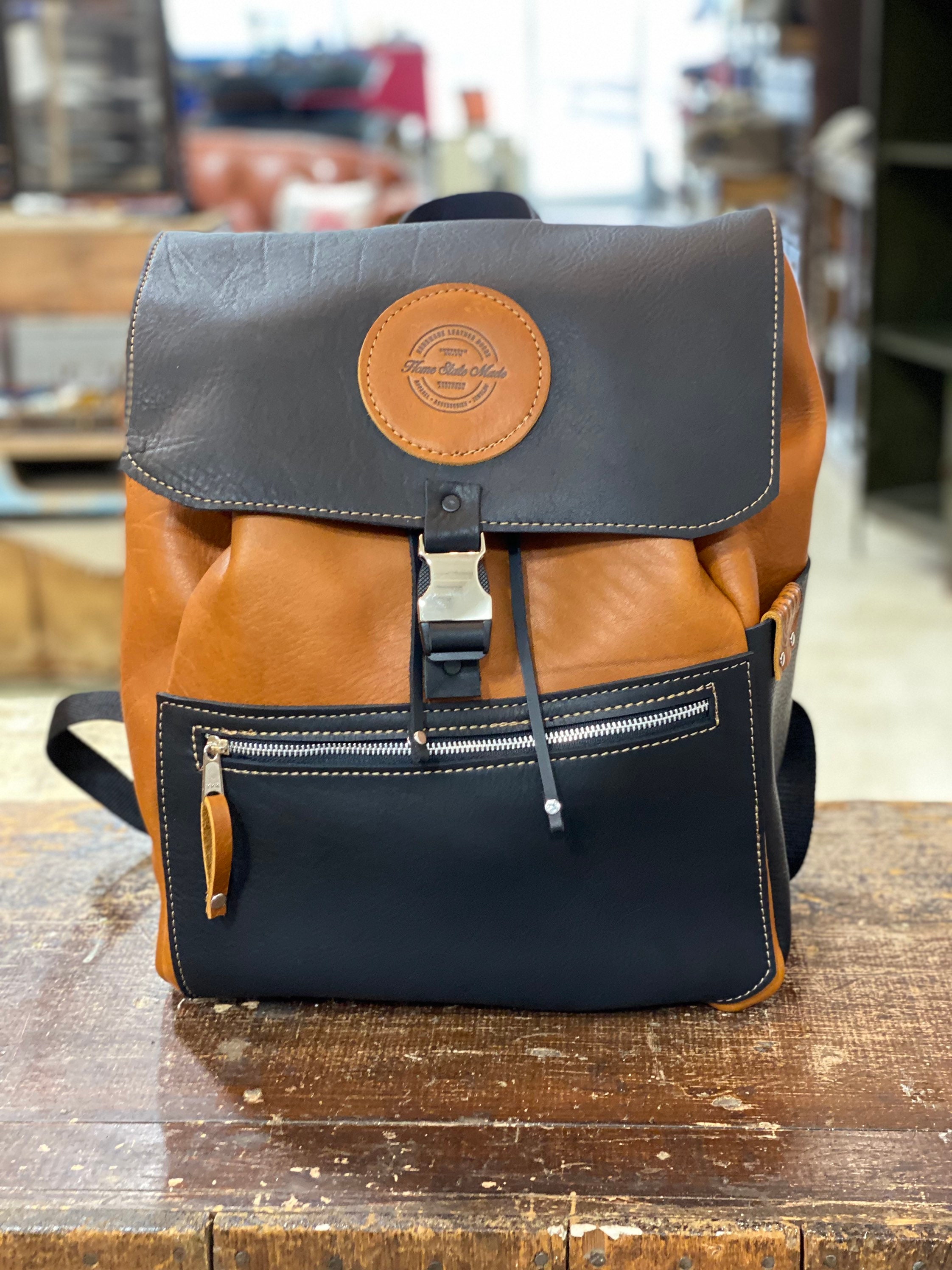 Home State Made - Bicoastal Handmade Leather Backpack - Tobacco Bicoastal Backpack - Etsy main image 3