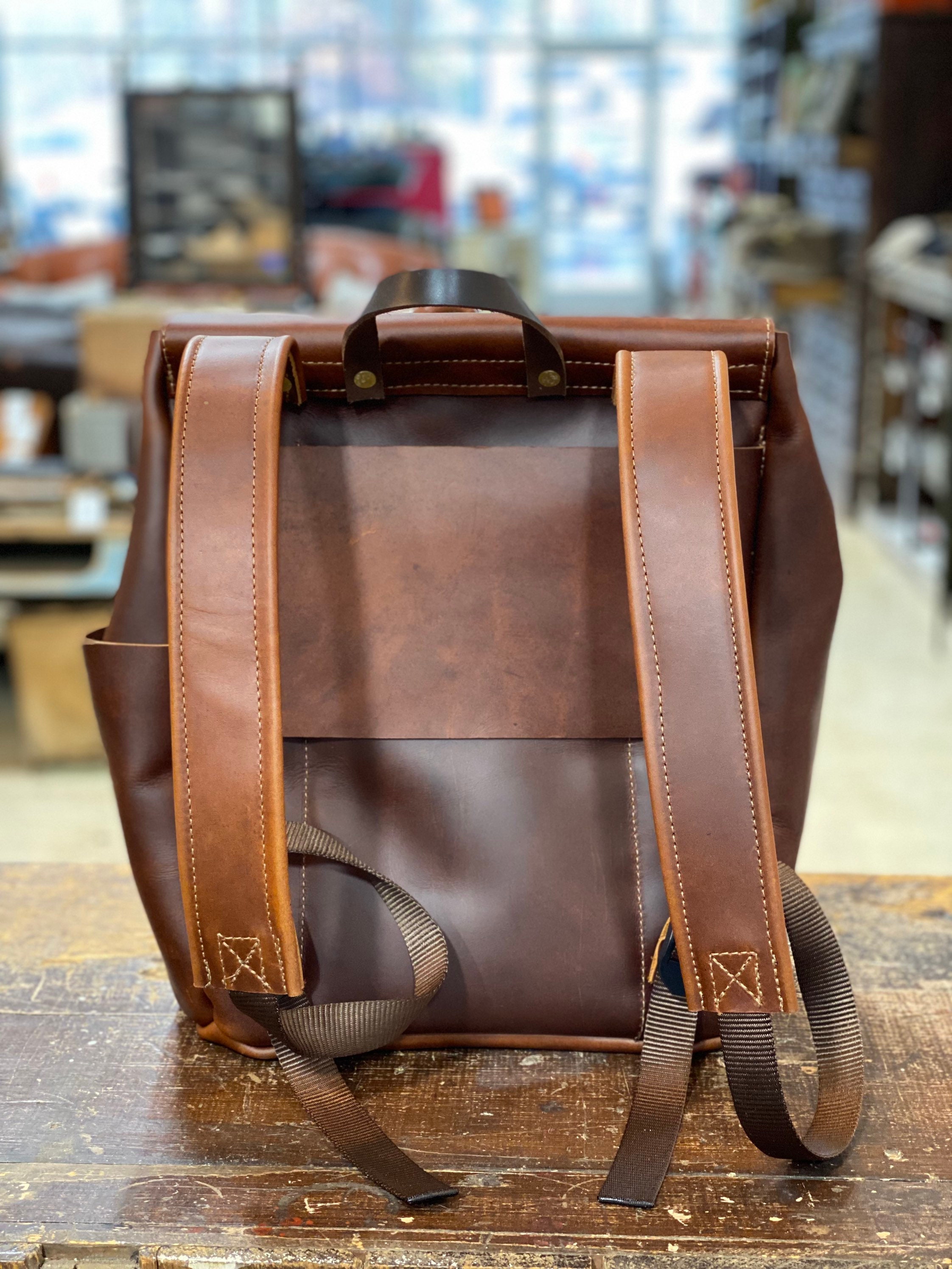 Home State Made - Bicoastal Handmade Leather Backpack - Tobacco Bicoastal Backpack - Etsy main image 4