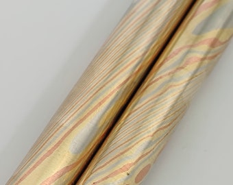 Mokume rod/ round bar customized, 3 alloys, twist pattern.