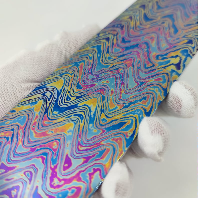 Titanium Damascus Plate / Flat Bar 3alloys, Wave Pattern. Exotic ...