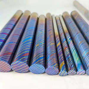 titanium damascus rod (ti damascus rod),3 alloys,3colors,1.4"(35mm) diameter,Size could customized