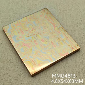 Placa/barra plana Awesometal Mokume, 3 aleaciones. Material exótico para colgantes o cuchillos.