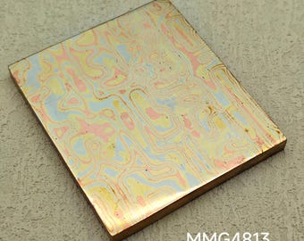 Awesometal Mokume plate / flat bar , 3alloys. exotic material for pendants or knives